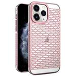 For iPhone 11 Pro Max Hollow Matte Electroplated PC Heat Dissipation Phone Case(Pink)