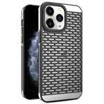 For iPhone 11 Pro Max Hollow Matte Electroplated PC Heat Dissipation Phone Case(Black)