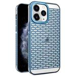 For iPhone 11 Pro Max Hollow Matte Electroplated PC Heat Dissipation Phone Case(Blue)