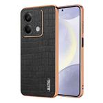 For Redmi Note 13 5G AZNS Electroplated Frame Crocodile Texture Full Coverage Phone Case(Black)