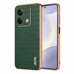 For Redmi Note 13 5G AZNS Electroplated Frame Crocodile Texture Full Coverage Phone Case(Green)