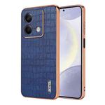 For Xiaomi Redmi Note 13 5G AZNS Electroplated Frame Crocodile Texture Full Coverage Phone Case(Blue)