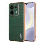 For Redmi Note 13 Pro 5G AZNS Electroplated Frame Crocodile Texture Full Coverage Phone Case(Green)