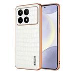 For Xiaomi Redmi K70E AZNS Electroplated Frame Crocodile Texture Full Coverage Phone Case(White)