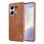 For Redmi Note 13 4G AZNS Electroplated Frame Crocodile Texture Full Coverage Phone Case(Brown)