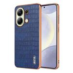 For Redmi Note 13 4G AZNS Electroplated Frame Crocodile Texture Full Coverage Phone Case(Blue)