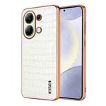 For Redmi Note 13 4G AZNS Electroplated Frame Crocodile Texture Full Coverage Phone Case(White)