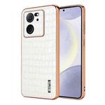 For Redmi K60 Ultra AZNS Electroplated Frame Crocodile Texture Full Coverage Phone Case(White)