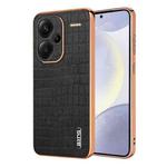 For Redmi Note 13 Pro+ 5G AZNS Electroplated Frame Crocodile Texture Full Coverage Phone Case(Black)