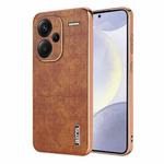 For Redmi Note 13 Pro+ 5G AZNS Electroplated Frame Crocodile Texture Full Coverage Phone Case(Brown)