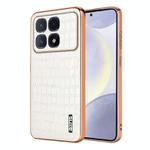 For Redmi K70 Ultra AZNS Electroplated Frame Crocodile Texture Full Coverage Phone Case(White)