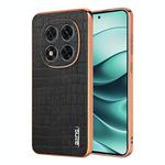 For Redmi Note 14 Pro+ 5G AZNS Electroplated Frame Crocodile Texture Full Coverage Phone Case(Black)