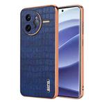 For Redmi K80 Pro AZNS Electroplated Frame Crocodile Texture Full Coverage Phone Case(Blue)