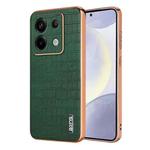 For Xiaomi Poco X6 AZNS Electroplated Frame Crocodile Texture Full Coverage Phone Case(Green)