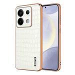 For Xiaomi Poco X6 AZNS Electroplated Frame Crocodile Texture Full Coverage Phone Case(White)