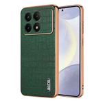For Xiaomi Poco X6 Pro AZNS Electroplated Frame Crocodile Texture Full Coverage Phone Case(Green)