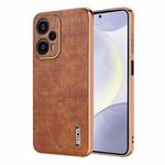 For Xiaomi Poco F5 AZNS Electroplated Frame Crocodile Texture Full Coverage Phone Case(Brown)