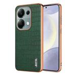 For Xiaomi Poco M6 Pro AZNS Electroplated Frame Crocodile Texture Full Coverage Phone Case(Green)