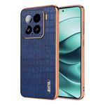 For Xiaomi 15 AZNS Electroplated Frame Crocodile Texture Full Coverage Phone Case(Blue)