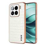 For Xiaomi 15 AZNS Electroplated Frame Crocodile Texture Full Coverage Phone Case(White)