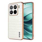 For Xiaomi 15 Pro AZNS Electroplated Frame Crocodile Texture Full Coverage Phone Case(White)