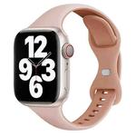 For Apple Watch SE 2023 44mm Two Color Slim Butterfly Buckle Silicone Watch Band(Pink Rose Grey)