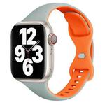 For Apple Watch SE 2023 44mm Two Color Slim Butterfly Buckle Silicone Watch Band(Echeveria Blue Orange)