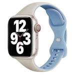 For Apple Watch SE 2023 40mm Two Color Slim Butterfly Buckle Silicone Watch Band(White Fog Blue)