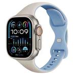 For Apple Watch Ultra 2 49mm Two Color Slim Butterfly Buckle Silicone Watch Band(White Fog Blue)