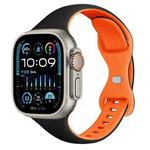 For Apple Watch Ultra 2 49mm Two Color Slim Butterfly Buckle Silicone Watch Band(Black Orange)