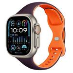 For Apple Watch Ultra 2 49mm Two Color Slim Butterfly Buckle Silicone Watch Band(Dark Purple Orange)