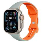 For Apple Watch Ultra 2 49mm Two Color Slim Butterfly Buckle Silicone Watch Band(Echeveria Blue Orange)