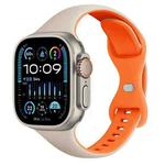 For Apple Watch Ultra 2 49mm Two Color Slim Butterfly Buckle Silicone Watch Band(Starlight Orange)