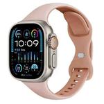 For Apple Watch Ultra 49mm Two Color Slim Butterfly Buckle Silicone Watch Band(Pink Rose Grey)