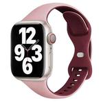 For Apple Watch Series 8 41mm Two Color Slim Butterfly Buckle Silicone Watch Band(Pink Wine Red)