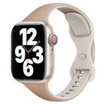 For Apple Watch Series 8 45mm Two Color Slim Butterfly Buckle Silicone Watch Band(Milk Tea Rock White)