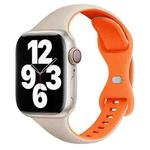 For Apple Watch Series 7 45mm Two Color Slim Butterfly Buckle Silicone Watch Band(Starlight Orange)