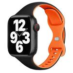 For Apple Watch Series 5 44mm Two Color Slim Butterfly Buckle Silicone Watch Band(Black Orange)