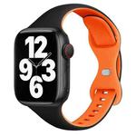 For Apple Watch Series 3 38mm Two Color Slim Butterfly Buckle Silicone Watch Band(Black Orange)