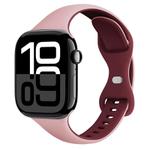 For Apple Watch Series 10 46mm Two Color Slim Butterfly Buckle Silicone Watch Band(Pink Wine Red)