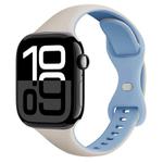 For Apple Watch Series 10 46mm Two Color Slim Butterfly Buckle Silicone Watch Band(White Fog Blue)