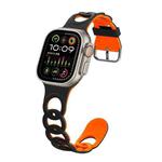 For Apple Watch Ultra 2 49mm Donut Hollow Silicone Watch Band(Black Orange)