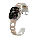 For Apple Watch Ultra 2 49mm Donut Hollow Silicone Watch Band(Milk Tea Rock White)