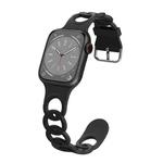 For Apple Watch Series 9 41mm Donut Hollow Silicone Watch Band(Black)