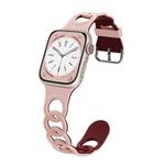 For Apple Watch SE 2022 44mm Donut Hollow Silicone Watch Band(Pink Wine Red)