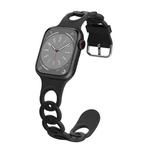 For Apple Watch Series 3 42mm Donut Hollow Silicone Watch Band(Black)