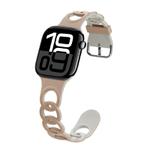 For Apple Watch Series 10 42mm Donut Hollow Silicone Watch Band(Milk Tea Rock White)