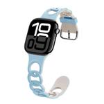 For Apple Watch Series 10 42mm Donut Hollow Silicone Watch Band(Sky Blue Starlight)