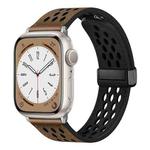 For Apple Watch Series 5 44mm Hole Style Folding Buckle PU Leather Watch Band(Taupe)