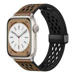 For Apple Watch Series 5 40mm Hole Style Folding Buckle PU Leather Watch Band(Taupe)